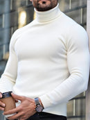 1pc Men's Winter Warm Trench Coat-like Turtleneck Sweater - Thick Long Sleeve High Neck Pullover, Machine Washable Cold Weather Clothing for Casual & Formal Wear, Durable Winter Jacket (No Collar Shaving Required)