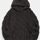 Men'S Plush Fleece Hoodie - Cozy Loose Fit Winter Pullover with Front Pocket, Soft Textured Design for Casual Casual Attire, Brown, Autumn Winter Apparel, Hooded Sweatshirt, Durable Comfort