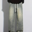 Men's Heavy-Washed Non-Stretch Jeans - Loose Fit Straight-Leg Non-Restrictive Pants, Machine Washable Everyday Jeans for Teens & Adults (Casual Outfits, Parties, All-Season Wear) - YG1133, Party Casual Wear, Distressed Denim