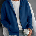 Men'S Full-Zip Hooded Sweatshirt - Full-Zip Front Closure, Navy Blue Athletic Jacket for Hiking, Running, Gym - All-Season Outdoor Sports Apparel with Adjustable Hood - Durable Casual Pullover for Everyday & Active Wear, Hiki