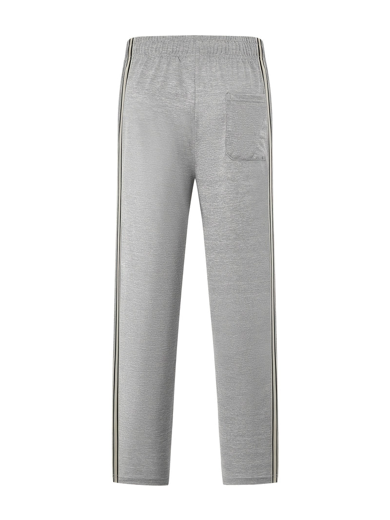 Men'S Casual Striped Straight-Leg Joggers - Loose Fit, Lightweight Polyester, Black & White Vertical Stripes, Pockets, Perfect for Casual Attire, Relaxed Fit Pants | Modern Striped Pants | Lightweight Fabric