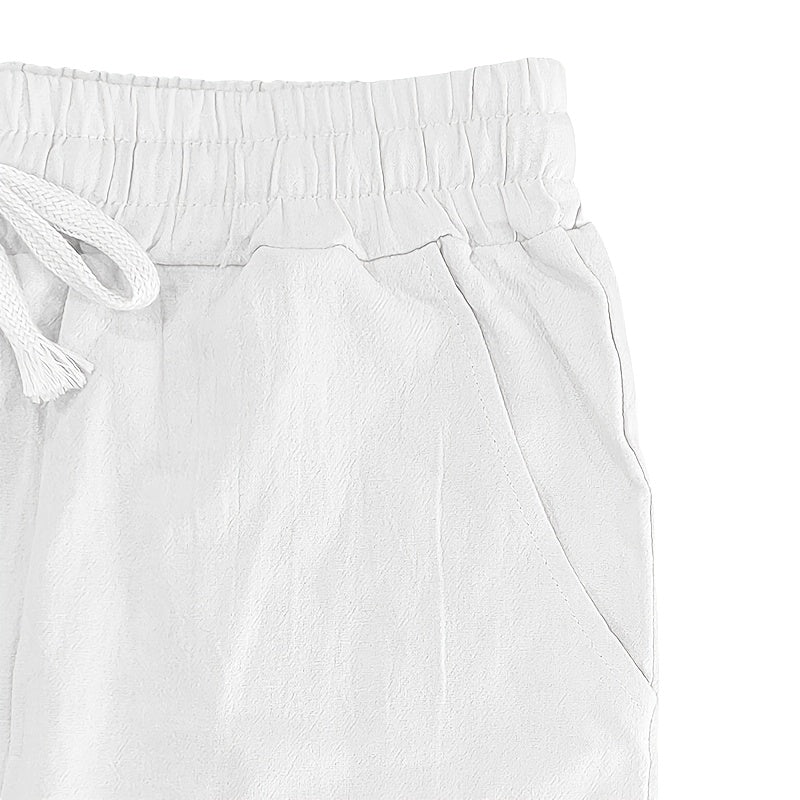 Men's Casual Linen Pants | Relaxed Fit with Drawstring Waist | 95% Linen, 5% Polyester | Breathable & Stylish for Indoor Gatherings, Outdoor Activities, and Golf | All-Season Wear | Beige Color, Versatile Clothing | Minimalis