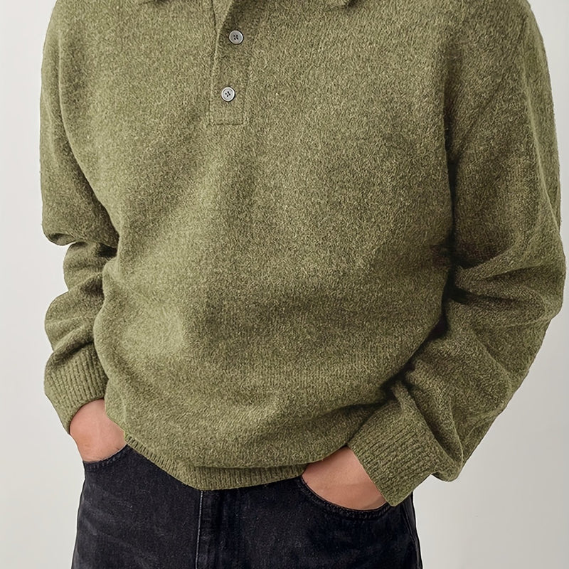 LVLAEA Men's Winter Collar Sweater Jacket - Thick Warm Brown/Beige Single-Breasted Button-Front Coat, H-Shape Tailored Fit for Layering, Casual & Formal Wear, Autumn/Winter (Hand Wash/Dry Clean) - Luxury Knit Outerwear