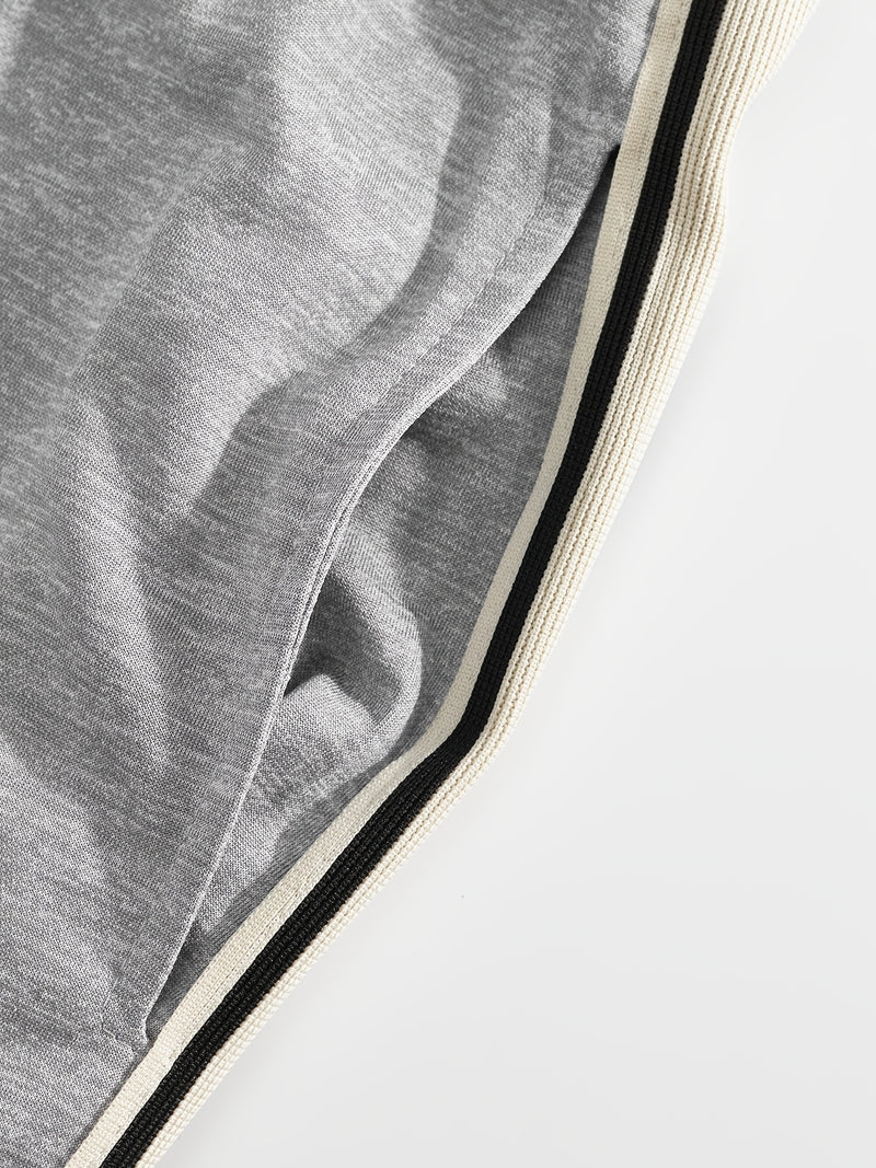 Men'S Casual Striped Straight-Leg Joggers - Loose Fit, Lightweight Polyester, Black & White Vertical Stripes, Pockets, Perfect for Casual Attire, Relaxed Fit Pants | Modern Striped Pants | Lightweight Fabric