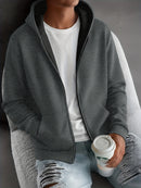 Men'S Full-Zip Hooded Sweatshirt - Full-Zip Front Closure, Navy Blue Athletic Jacket for Hiking, Running, Gym - All-Season Outdoor Sports Apparel with Adjustable Hood - Durable Casual Pullover for Everyday & Active Wear, Hiki