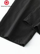 Men's Straight-Leg Casual Trousers - Dark Grey/Black Solid Color Elastic Waist with Drawstring, Belt-Free Design, All-Season Versatile Dress Pants for Office, Semi-Formal & Casual Attire - Mid-Rise Straight Fit (No Belt Inclu