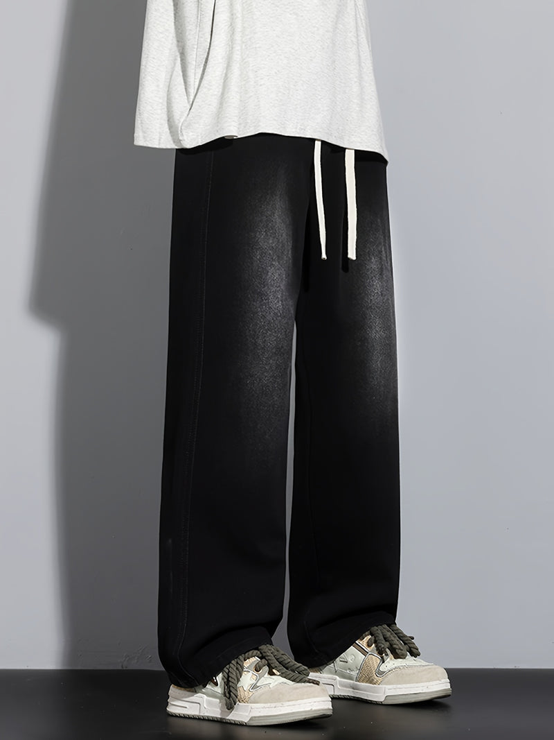 Men's Heavy-Washed Non-Stretch Jeans - Loose Fit Straight-Leg Non-Restrictive Pants, Machine Washable Everyday Jeans for Teens & Adults (Casual Outfits, Parties, All-Season Wear) - YG1133, Party Casual Wear, Distressed Denim