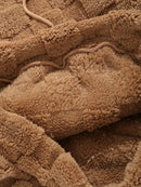 Men'S Plush Fleece Hoodie - Cozy Loose Fit Winter Pullover with Front Pocket, Soft Textured Design for Casual Casual Attire, Brown, Autumn Winter Apparel, Hooded Sweatshirt, Durable Comfort