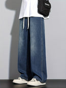 Men's Heavy-Washed Non-Stretch Jeans - Loose Fit Straight-Leg Non-Restrictive Pants, Machine Washable Everyday Jeans for Teens & Adults (Casual Outfits, Parties, All-Season Wear) - YG1133, Party Casual Wear, Distressed Denim