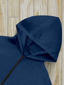 Men'S Full-Zip Hooded Sweatshirt - Full-Zip Front Closure, Navy Blue Athletic Jacket for Hiking, Running, Gym - All-Season Outdoor Sports Apparel with Adjustable Hood - Durable Casual Pullover for Everyday & Active Wear, Hiki
