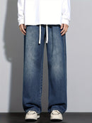 Men's Heavy-Washed Non-Stretch Jeans - Loose Fit Straight-Leg Non-Restrictive Pants, Machine Washable Everyday Jeans for Teens & Adults (Casual Outfits, Parties, All-Season Wear) - YG1133, Party Casual Wear, Distressed Denim