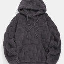 Men'S Plush Fleece Hoodie - Cozy Loose Fit Winter Pullover with Front Pocket, Soft Textured Design for Casual Casual Attire, Brown, Autumn Winter Apparel, Hooded Sweatshirt, Durable Comfort