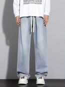 Men's Heavy-Washed Non-Stretch Jeans - Loose Fit Straight-Leg Non-Restrictive Pants, Machine Washable Everyday Jeans for Teens & Adults (Casual Outfits, Parties, All-Season Wear) - YG1133, Party Casual Wear, Distressed Denim