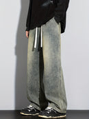 Men's Heavy-Washed Non-Stretch Jeans - Loose Fit Straight-Leg Non-Restrictive Pants, Machine Washable Everyday Jeans for Teens & Adults (Casual Outfits, Parties, All-Season Wear) - YG1133, Party Casual Wear, Distressed Denim