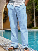Men's Casual Linen Pants | Relaxed Fit with Drawstring Waist | 95% Linen, 5% Polyester | Breathable & Stylish for Indoor Gatherings, Outdoor Activities, and Golf | All-Season Wear | Beige Color, Versatile Clothing | Minimalis
