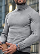 1pc Men's Winter Warm Trench Coat-like Turtleneck Sweater - Thick Long Sleeve High Neck Pullover, Machine Washable Cold Weather Clothing for Casual & Formal Wear, Durable Winter Jacket (No Collar Shaving Required)