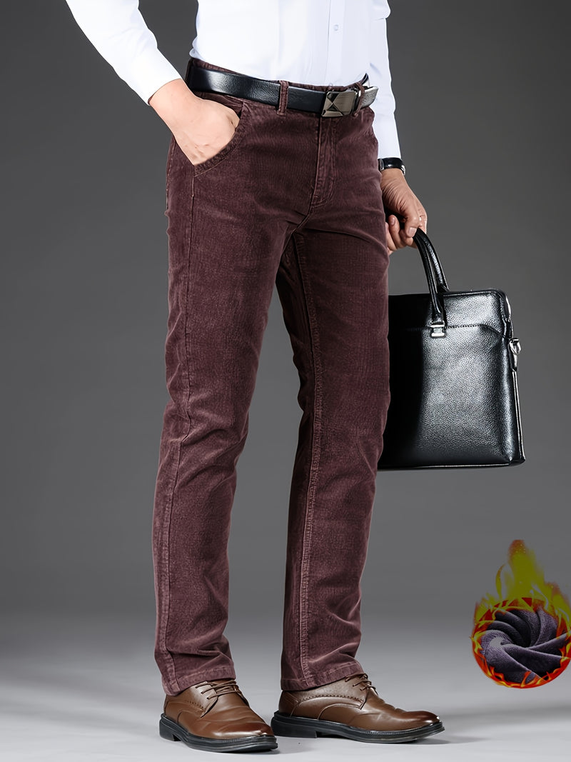 Men's Slim-Fit Straight-Leg Pants - All-Season Formal & Casual Trousers, Machine Washable Office & Everyday Pants for Men - Elegant Brown, Versatile Trousers, Sleek Design, Highquality Finish, Stylish Trousers, Business Attir