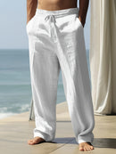Men's Casual Linen Pants | Relaxed Fit with Drawstring Waist | 95% Linen, 5% Polyester | Breathable & Stylish for Indoor Gatherings, Outdoor Activities, and Golf | All-Season Wear | Beige Color, Versatile Clothing | Minimalis