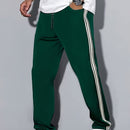 Men'S Casual Striped Straight-Leg Joggers - Loose Fit, Lightweight Polyester, Black & White Vertical Stripes, Pockets, Perfect for Casual Attire, Relaxed Fit Pants | Modern Striped Pants | Lightweight Fabric