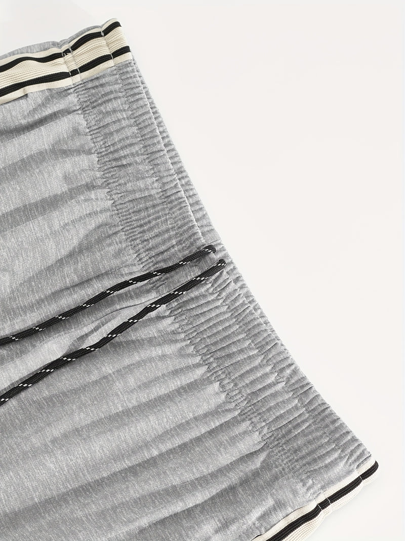 Men'S Casual Striped Straight-Leg Joggers - Loose Fit, Lightweight Polyester, Black & White Vertical Stripes, Pockets, Perfect for Casual Attire, Relaxed Fit Pants | Modern Striped Pants | Lightweight Fabric