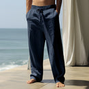 Men's Casual Linen Pants | Relaxed Fit with Drawstring Waist | 95% Linen, 5% Polyester | Breathable & Stylish for Indoor Gatherings, Outdoor Activities, and Golf | All-Season Wear | Beige Color, Versatile Clothing | Minimalis