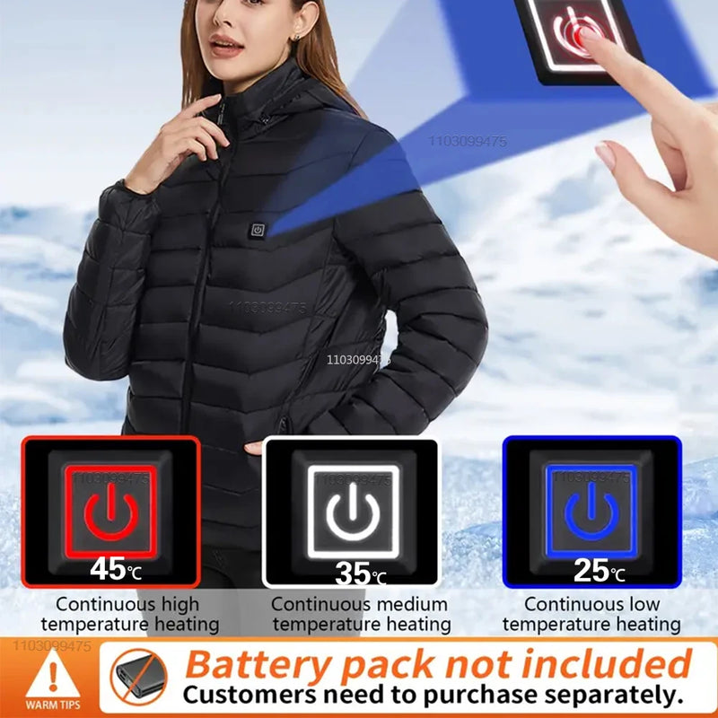 Heated Jackets Men Women 9/21/25 Areas Self Heating Jacket Winter Coat Vest Detachable Hood Heated Down Jacket Clothing Washed