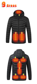 Heated Jackets Men Women 9/21/25 Areas Self Heating Jacket Winter Coat Vest Detachable Hood Heated Down Jacket Clothing Washed