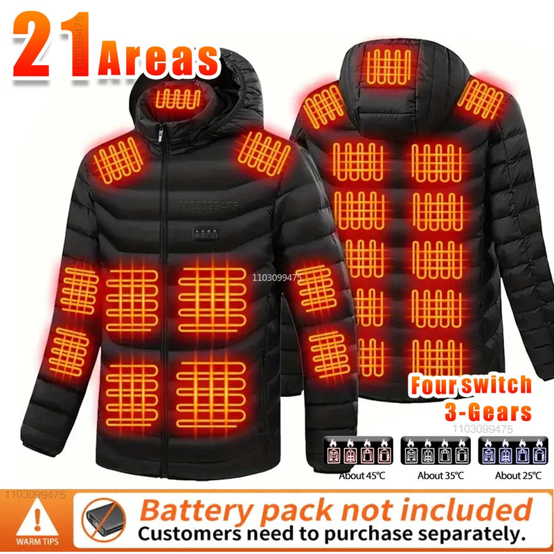 Heated Jackets Men Women 9/21/25 Areas Self Heating Jacket Winter Coat Vest Detachable Hood Heated Down Jacket Clothing Washed
