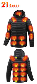 Heated Jackets Men Women 9/21/25 Areas Self Heating Jacket Winter Coat Vest Detachable Hood Heated Down Jacket Clothing Washed