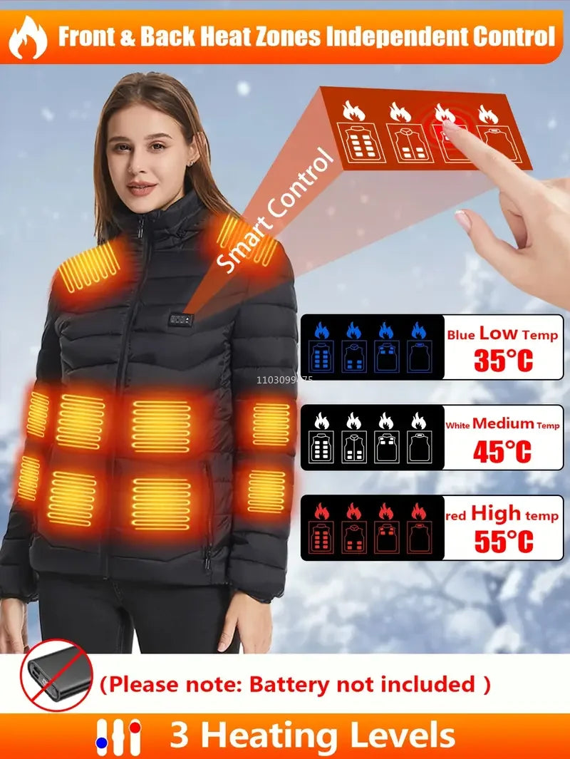 Heated Jackets Men Women 9/21/25 Areas Self Heating Jacket Winter Coat Vest Detachable Hood Heated Down Jacket Clothing Washed