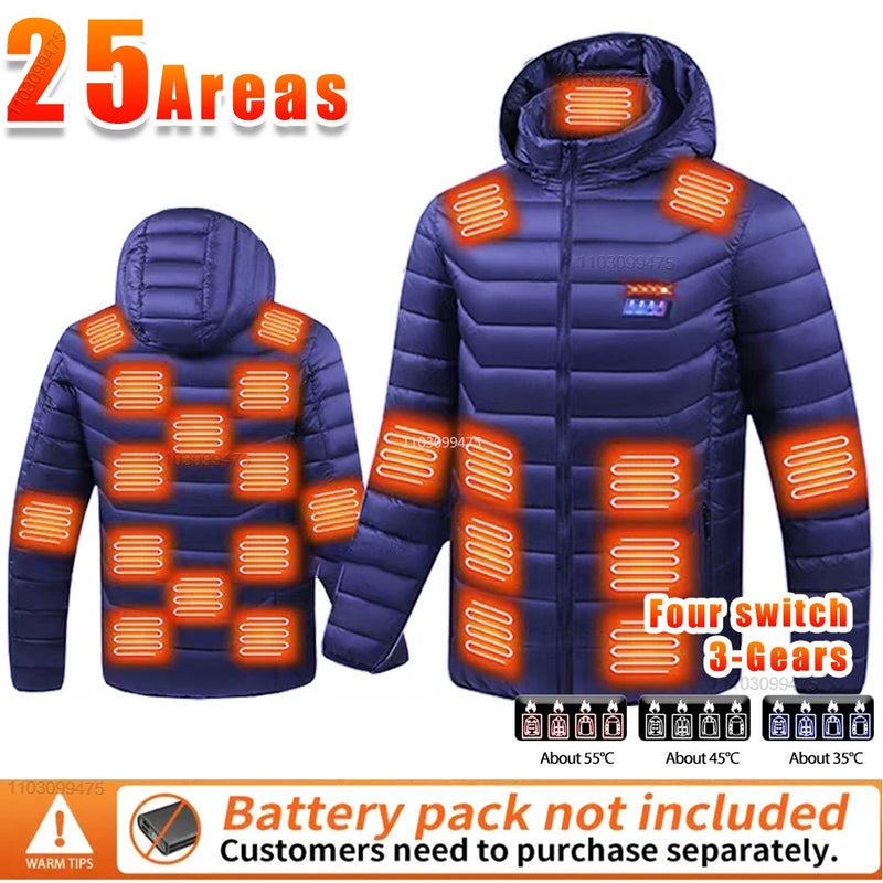 Heated Jackets Men Women 9/21/25 Areas Self Heating Jacket Winter Coat Vest Detachable Hood Heated Down Jacket Clothing Washed