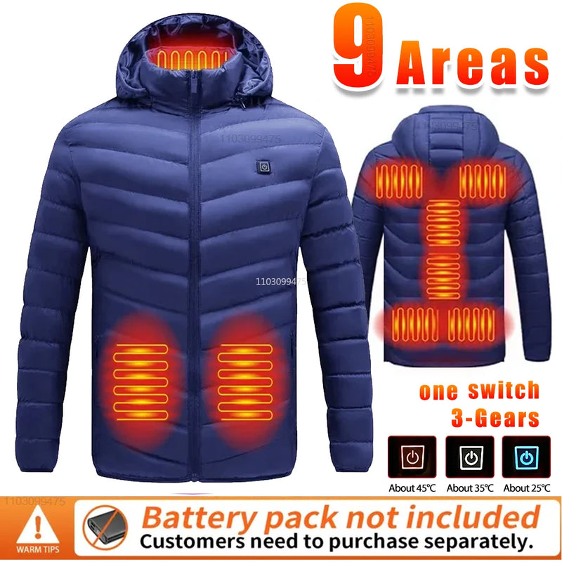 Heated Jackets Men Women 9/21/25 Areas Self Heating Jacket Winter Coat Vest Detachable Hood Heated Down Jacket Clothing Washed