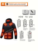 Heated Jackets Men Women 9/21/25 Areas Self Heating Jacket Winter Coat Vest Detachable Hood Heated Down Jacket Clothing Washed