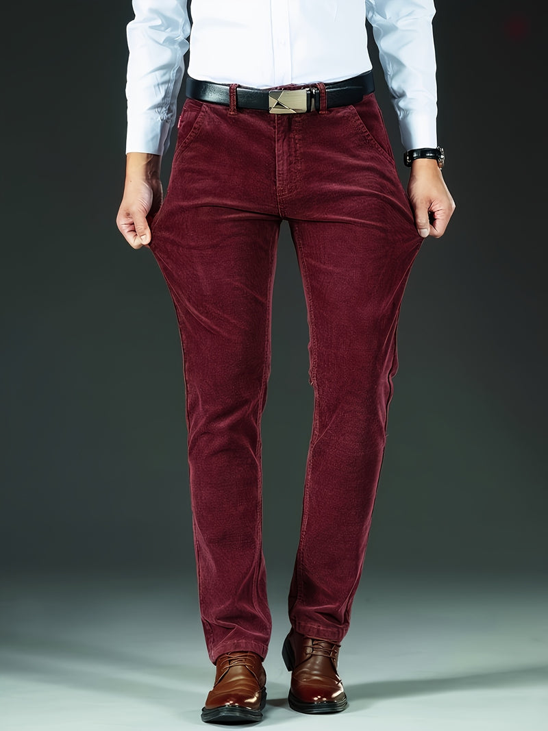 Men's Slim-Fit Straight-Leg Pants - All-Season Formal & Casual Trousers, Machine Washable Office & Everyday Pants for Men - Elegant Brown, Versatile Trousers, Sleek Design, Highquality Finish, Stylish Trousers, Business Attir