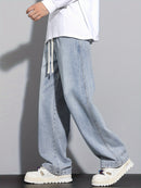 Men's Heavy-Washed Non-Stretch Jeans - Loose Fit Straight-Leg Non-Restrictive Pants, Machine Washable Everyday Jeans for Teens & Adults (Casual Outfits, Parties, All-Season Wear) - YG1133, Party Casual Wear, Distressed Denim