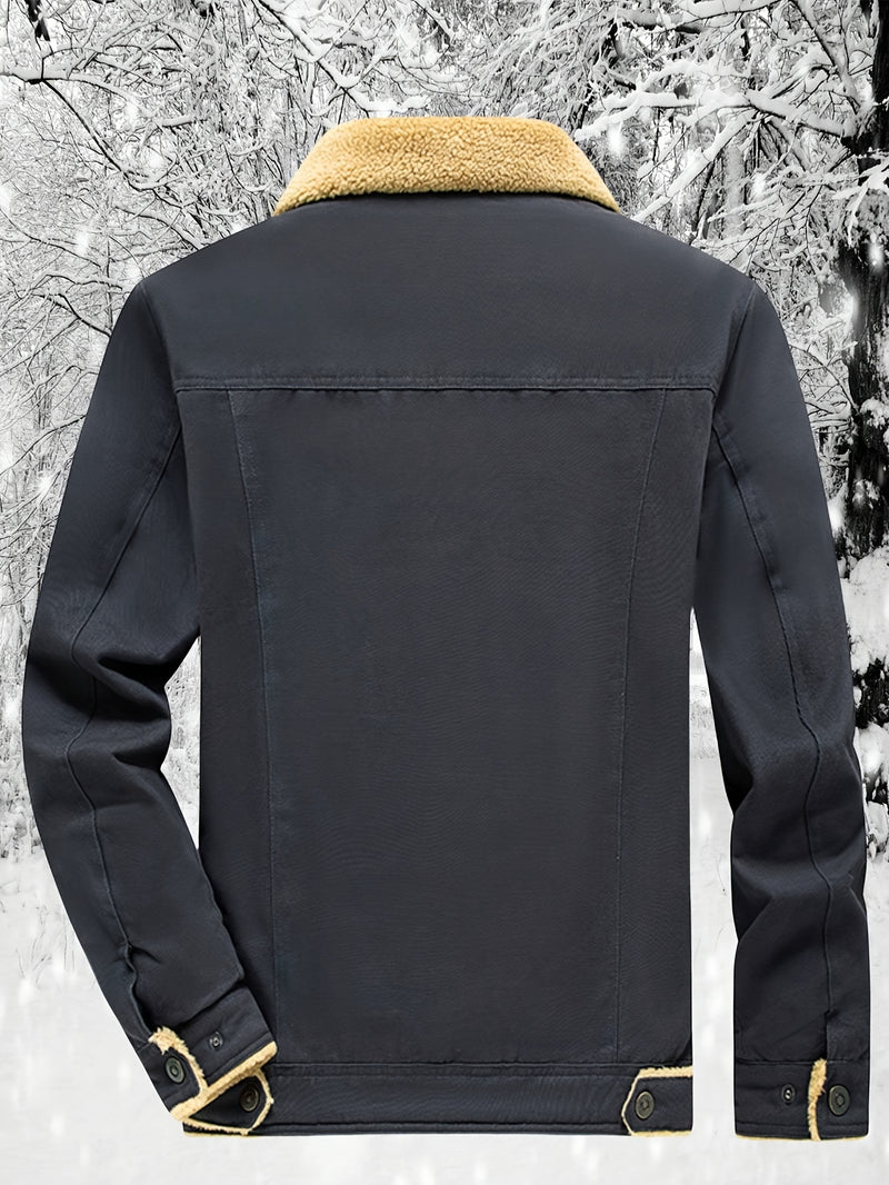 Men'S Heavy-Duty Work Jacket - Winter Construction Coat with Button Closure, Non-Stretch Fabric - Formal & Casual Outerwear for Cold Weather - Easy-Care Button-Up Jacket for Everyday & Professional Use, Winter Jacket, Classic