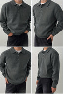 LVLAEA Men's Winter Collar Sweater Jacket - Thick Warm Brown/Beige Single-Breasted Button-Front Coat, H-Shape Tailored Fit for Layering, Casual & Formal Wear, Autumn/Winter (Hand Wash/Dry Clean) - Luxury Knit Outerwear