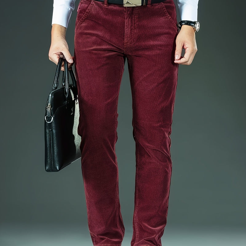 Men's Slim-Fit Straight-Leg Pants - All-Season Formal & Casual Trousers, Machine Washable Office & Everyday Pants for Men - Elegant Brown, Versatile Trousers, Sleek Design, Highquality Finish, Stylish Trousers, Business Attir