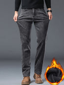 Men's Winter Straight Leg Jeans - Slim-Fit Stretch Denim Pants with Dark Wash ( Washable), Machine Washable Cold-Weather Casual Wear, Elastic Fit for Daily Use & Smart-Casual Outfits