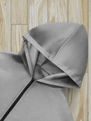 Men'S Full-Zip Hooded Sweatshirt - Full-Zip Front Closure, Navy Blue Athletic Jacket for Hiking, Running, Gym - All-Season Outdoor Sports Apparel with Adjustable Hood - Durable Casual Pullover for Everyday & Active Wear, Hiki