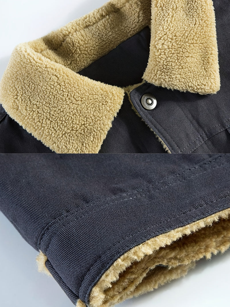 Men'S Heavy-Duty Work Jacket - Winter Construction Coat with Button Closure, Non-Stretch Fabric - Formal & Casual Outerwear for Cold Weather - Easy-Care Button-Up Jacket for Everyday & Professional Use, Winter Jacket, Classic