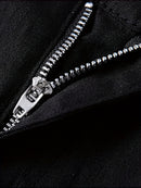 Men'S Black Casual Jeans, Stretchy Skinny Pants, Stylish Slim-Fit Tapered Trousers.