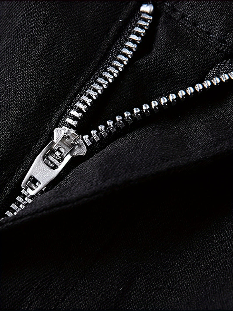 Men'S Black Casual Jeans, Stretchy Skinny Pants, Stylish Slim-Fit Tapered Trousers.