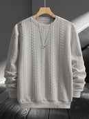 Men'S Casual Crew Neck Sweatshirt - Geometric Pattern, Long Sleeve, Loose Fit, Drawstring Hem, Light Gray, Streetwear Style, Comfortable Pullover for Casual Attire, Sweater Hoodie, Men'S Sweatshirt, White Sweater Men, Men'S W