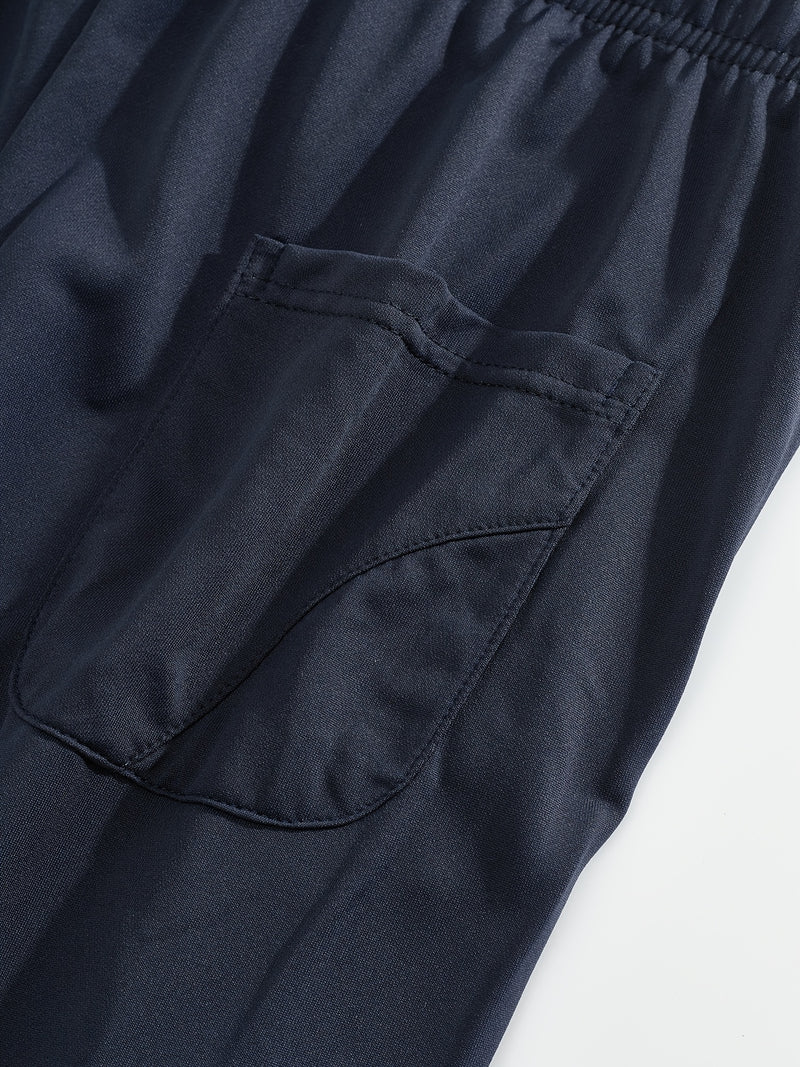 Men'S Casual Striped Straight-Leg Joggers - Loose Fit, Lightweight Polyester, Black & White Vertical Stripes, Pockets, Perfect for Casual Attire, Relaxed Fit Pants | Modern Striped Pants | Lightweight Fabric