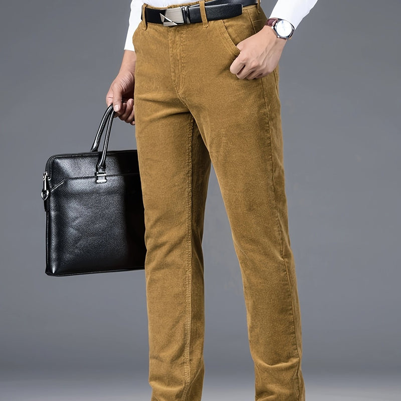 Men's Slim-Fit Straight-Leg Pants - All-Season Formal & Casual Trousers, Machine Washable Office & Everyday Pants for Men - Elegant Brown, Versatile Trousers, Sleek Design, Highquality Finish, Stylish Trousers, Business Attir