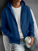 Men'S Full-Zip Hooded Sweatshirt - Full-Zip Front Closure, Navy Blue Athletic Jacket for Hiking, Running, Gym - All-Season Outdoor Sports Apparel with Adjustable Hood - Durable Casual Pullover for Everyday & Active Wear, Hiki