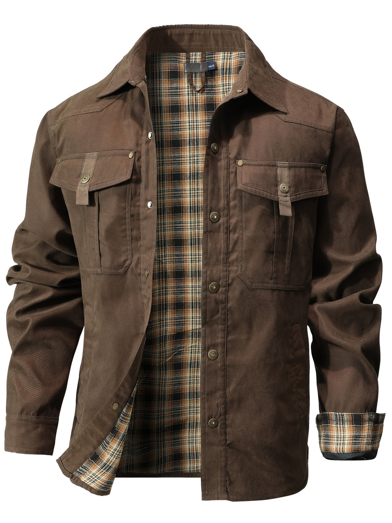 Men's Classic Bomber Jacket - Non-Stretch Jacket with Button Front Closure, All-Season Business casual & Everyday Outerwear Coat for Office, Formal Events, Leisure Activities - Machine Washable