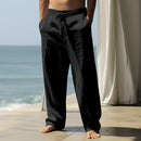 Men's Casual Linen Pants | Relaxed Fit with Drawstring Waist | 95% Linen, 5% Polyester | Breathable & Stylish for Indoor Gatherings, Outdoor Activities, and Golf | All-Season Wear | Beige Color, Versatile Clothing | Minimalis