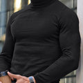 1pc Men's Winter Warm Trench Coat-like Turtleneck Sweater - Thick Long Sleeve High Neck Pullover, Machine Washable Cold Weather Clothing for Casual & Formal Wear, Durable Winter Jacket (No Collar Shaving Required)